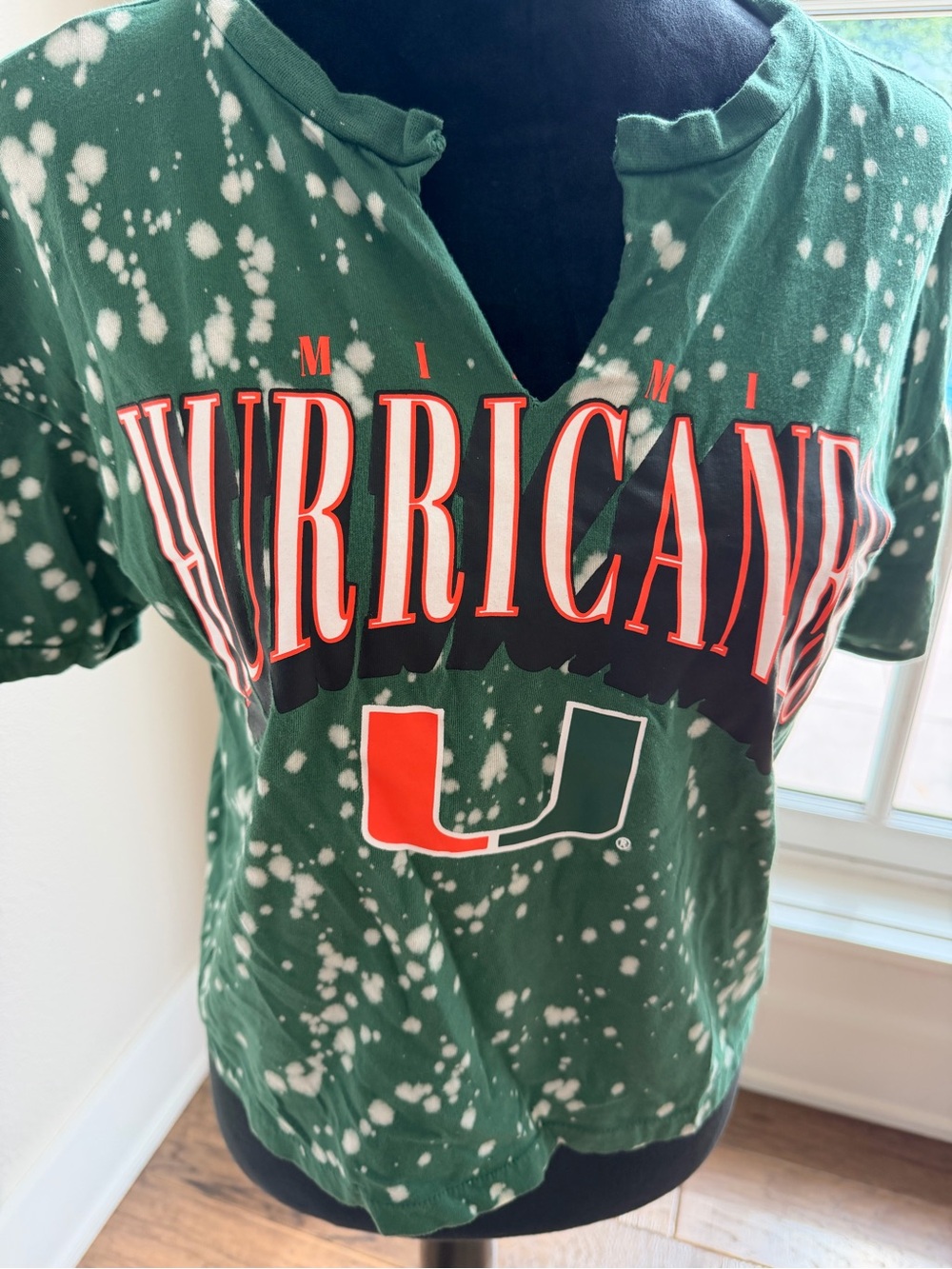 Miami Hurricanes Bleached Green Cropped Tee - Picture 2 of 4